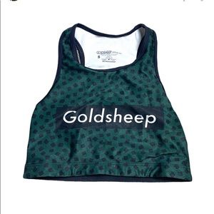 Goldsheep Green/Black Logo Graphic Sports Bra